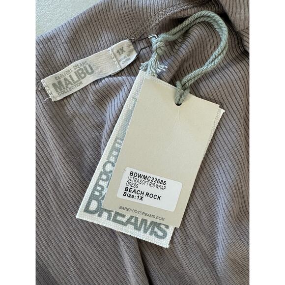QVC Barefoot Dreams Ultra Soft Rib Wrap Dress NWT BEACH ROCK PLUS SIZE 1X - Picture 6 of 7